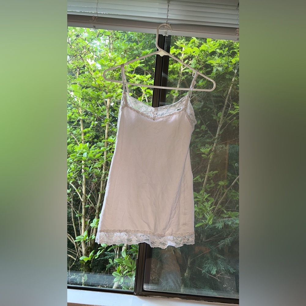 Zenana Outfitters White Spaghetti Strap Tank Top with Lace
